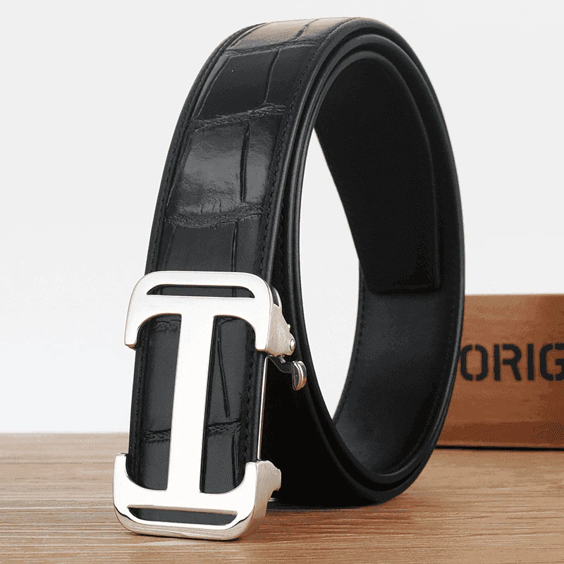【自动卡扣款】保真鳄鱼肚皮腰带男士无拼接进口鳄鱼皮假一赔十真皮