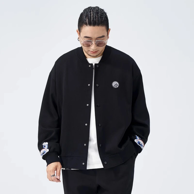 特大码男装棒球服男2023秋冬季新款中国风绣花外套宽松休闲夹克男