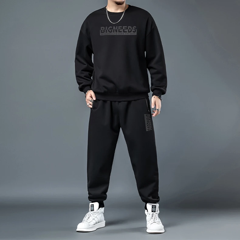 加肥加大运动套装男300斤秋冬大码男士冬季休闲男装加绒加厚卫衣