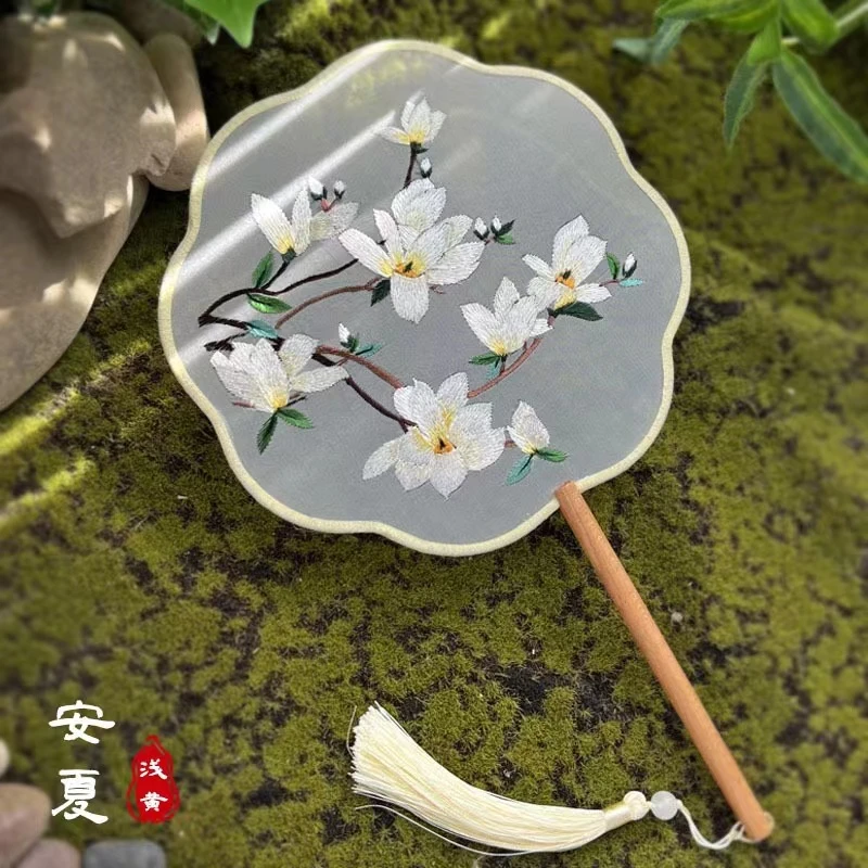 类苏绣双面绣花古风汉服旗袍扇古典扇舞蹈扇团竹木扇古典团扇