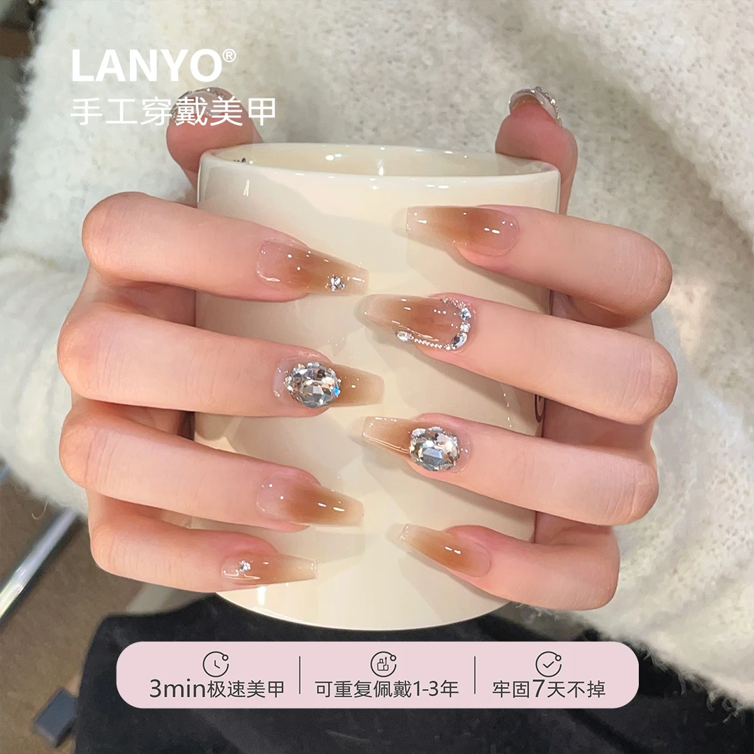 「秋意浓」秋冬新款巨显白k9钻可拆卸纯手工穿戴甲美甲贴片奈丝