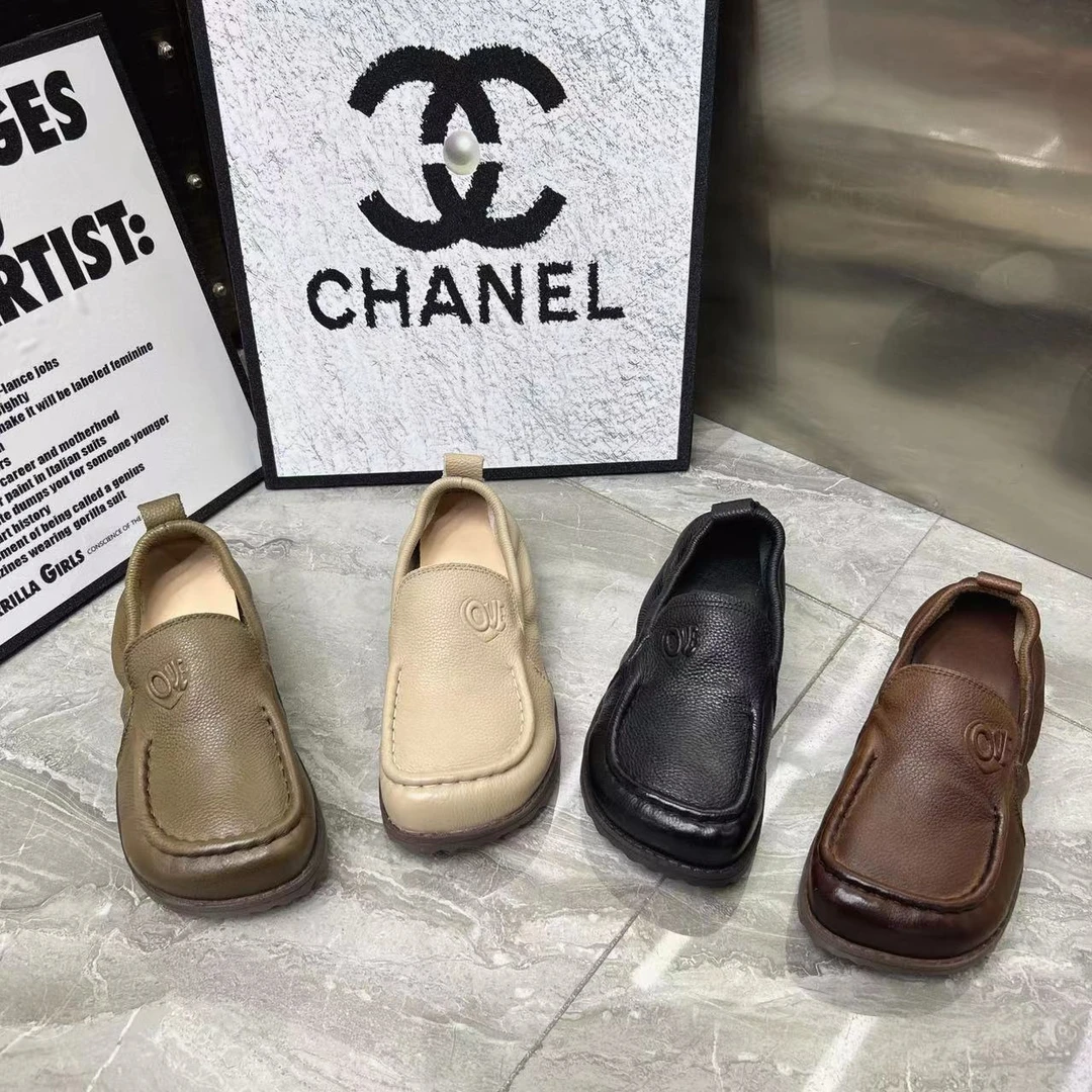 新款舒适复古软底软面妈妈鞋头层牛皮百搭款5060