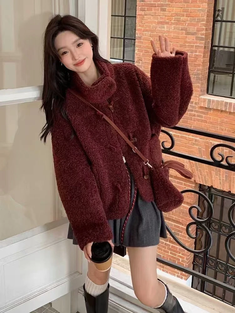 11韩系复古羔羔毛带包外套1157厂