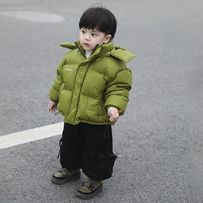 男童衣外套带帽加厚中小童儿童冬装袄新款洋气服面包服