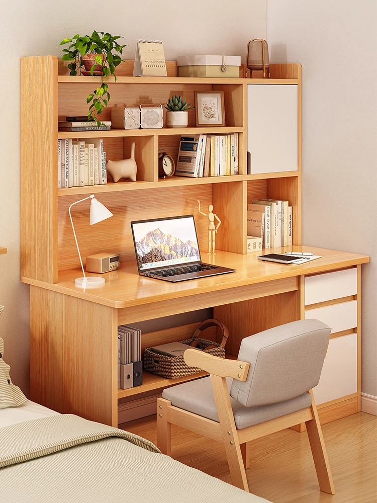 【小扬哥推荐】学生书桌书架一体桌家用电脑桌初中生卧室书柜写作