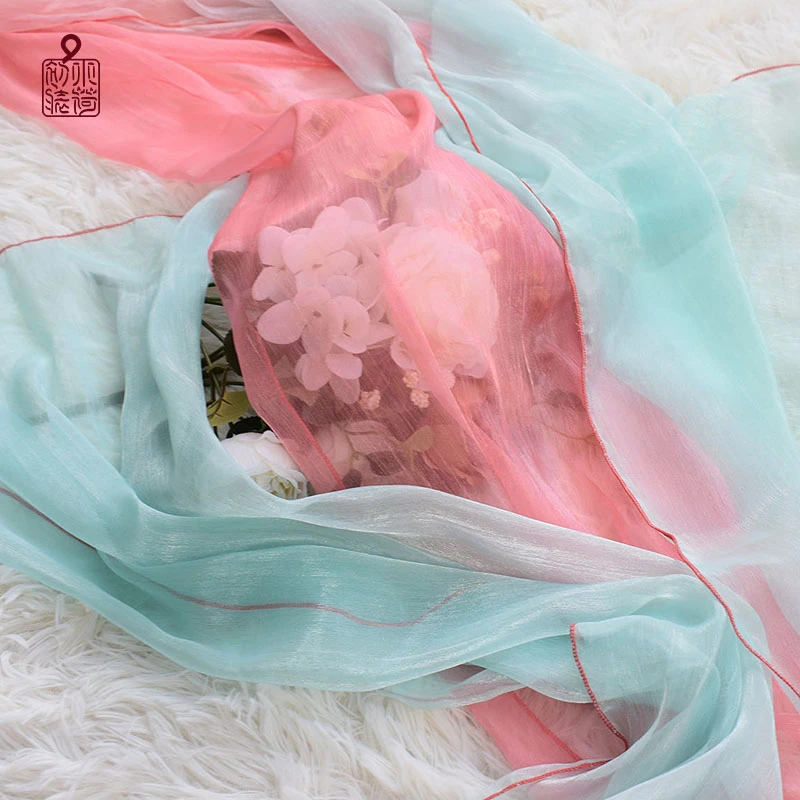 小荷初装舞蹈披帛渐变色薄款长款围巾