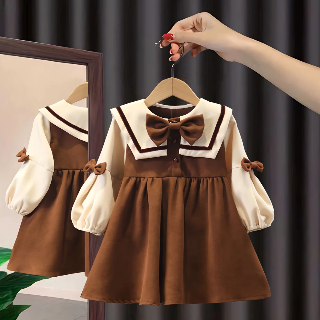 女童连衣裙秋季2025新款儿童春秋装小童时尚女宝宝洋气学院风裙子