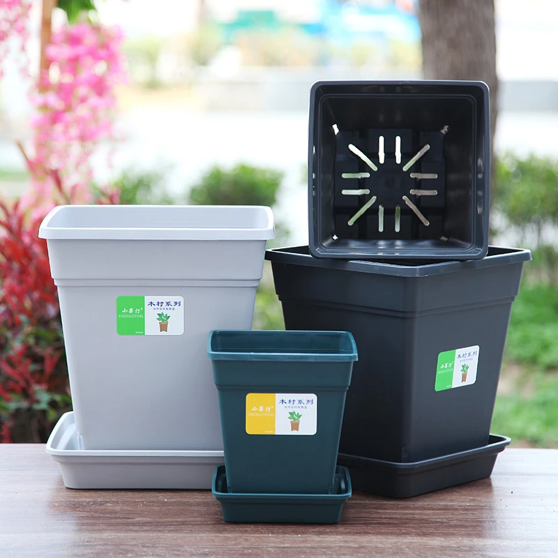 小果汀花盆方形塑料花盆加厚青山盆控根透气树脂加仑盆绿植盆栽