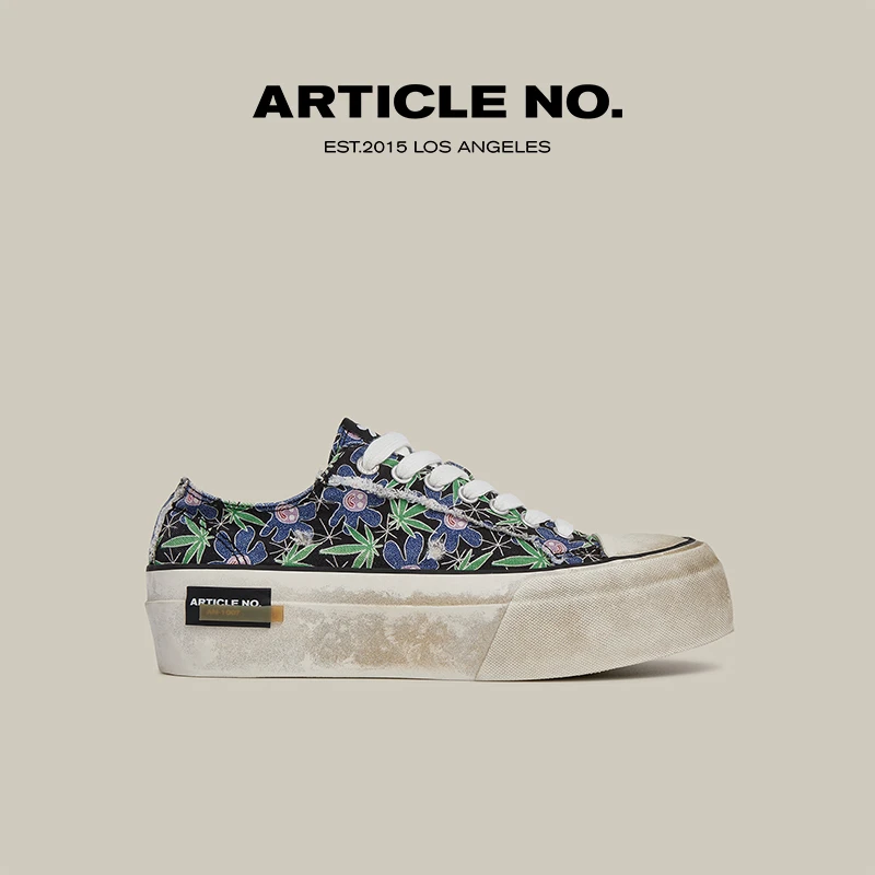 ARTICLE NO水洗印花做旧脏脏帆布鞋时尚款小众男女款