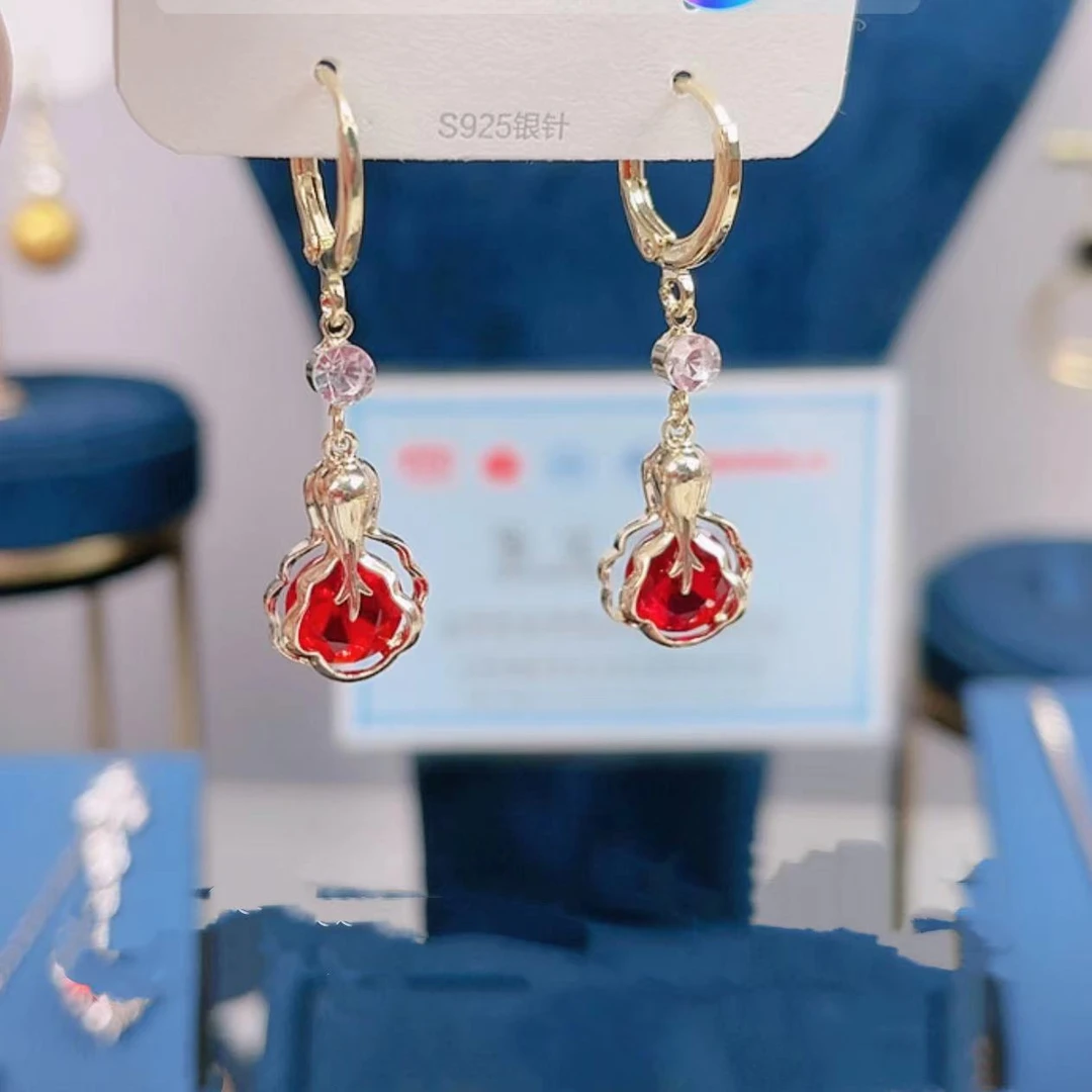 铜合金耳饰 065 新年红白菜耳环