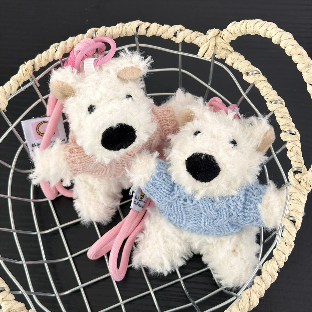 可爱西高地包挂件毛绒潦草小狗公仔玩偶情侣钥匙扣包挂饰车内装饰