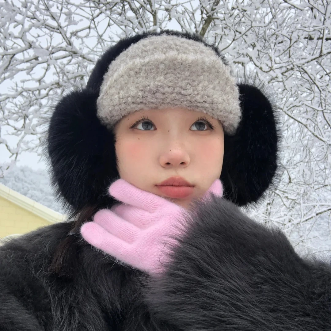 高颜值可折叠黑色耳罩女冬季保暖加绒骑行防冻防寒保暖耳套耳捂子