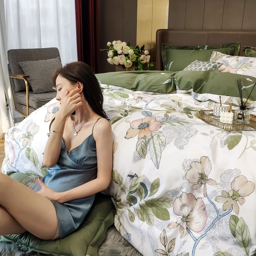 品牌面料实体高定款全棉四件套纯棉被套四季通用床上用品轻奢款