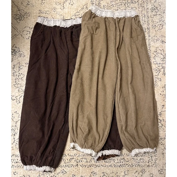 木木家 灯芯绒厚绒花边裤8129