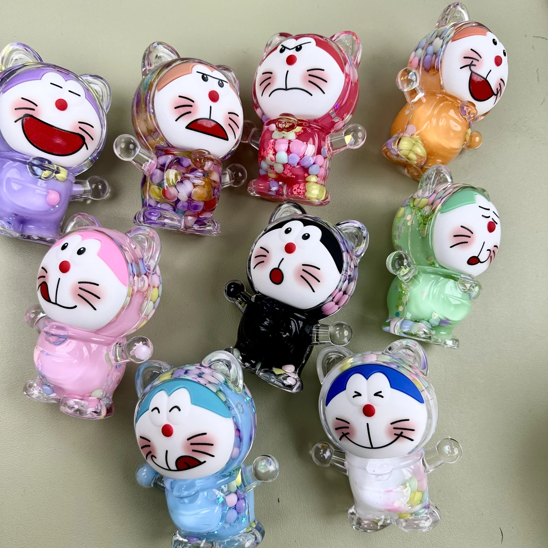 【直播拆】哆啦A梦蓝胖子彩豆系列DIY可爱创意巨无霸夜光流沙摆件