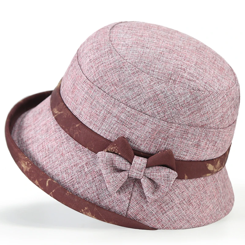 中年妈妈防晒帽女夏季老年人薄款透气盆帽遮阳帽子奶奶洋气渔夫帽