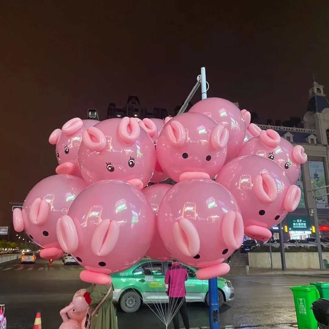 18寸粉猪材料包100套飞天猪猪波波球公园摆地摊街卖