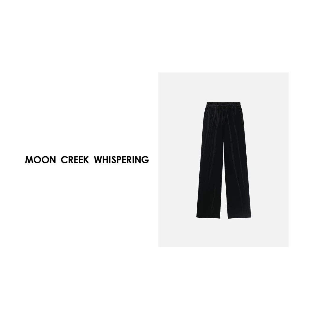 MT-264-1黑色宽松时尚丝绒裤