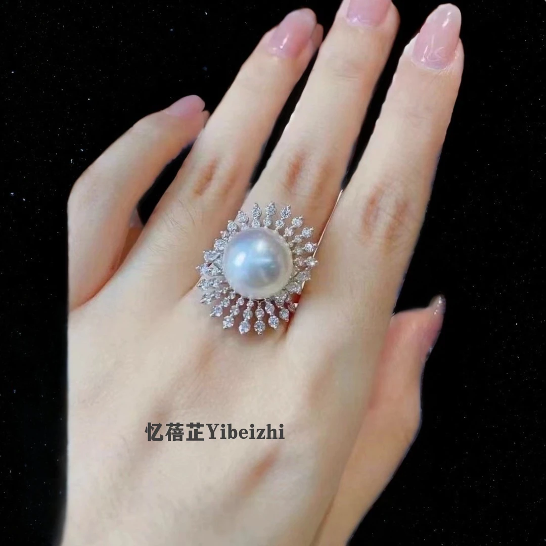 铜合金戒指 手工气质白色时尚指环镶嵌满钻轻奢百搭复古女王 5006