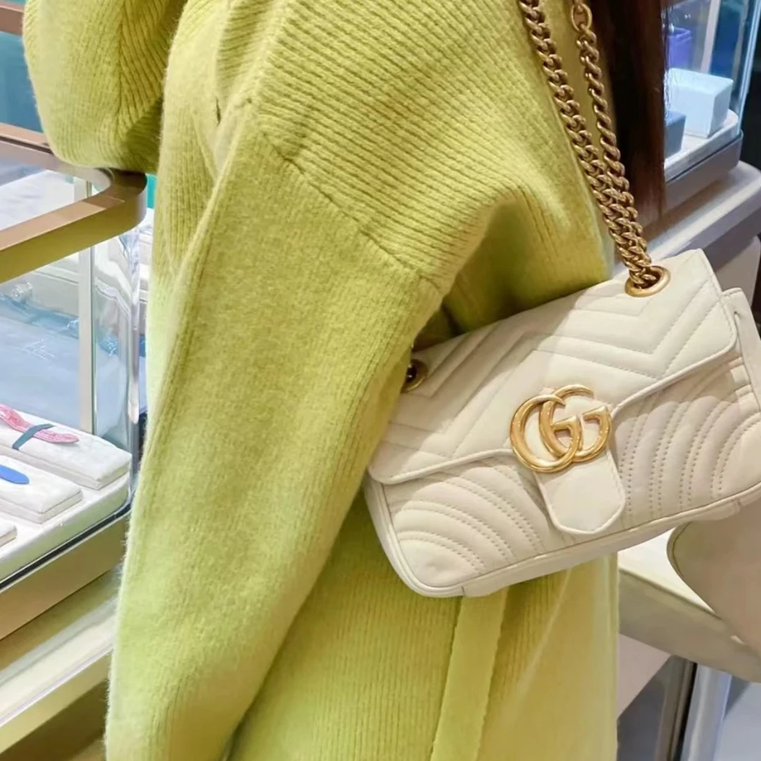 95新 GUCCI/古驰 梵·/白色马蒙22底长/全原/95新