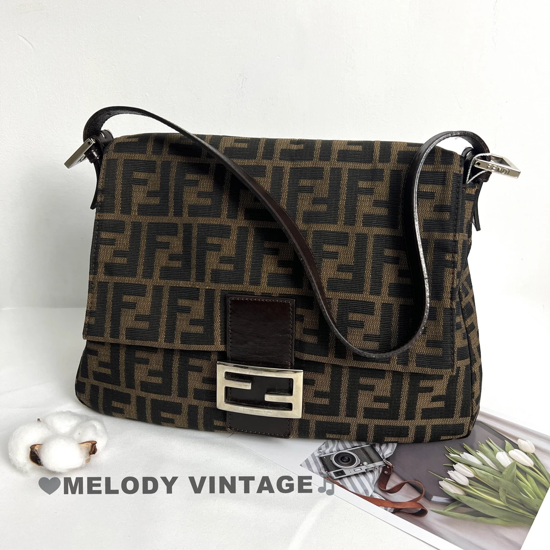 95新 FENDI/芬迪 中古大法棍单肩腋下包满双Flogo/大胖丁全原9686