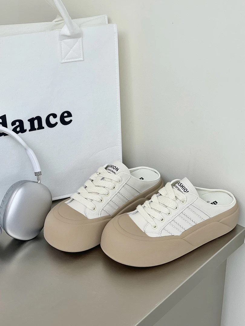 2024复古包头半拖鞋女夏薄款一脚蹬厚底外穿包头德训鞋228-20