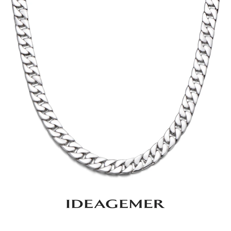 ideagemer 链子925银 链子10mm古巴项链男小众个性潮简约男士