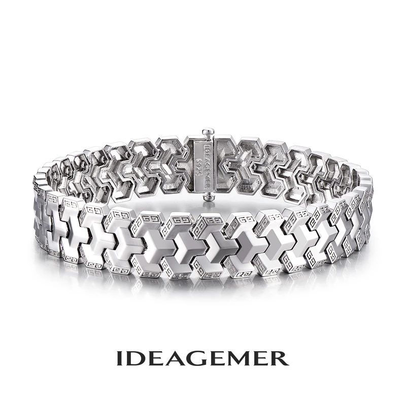 ideagemer 925银手链 【山文甲】时尚百搭手链宽面男设计感百搭