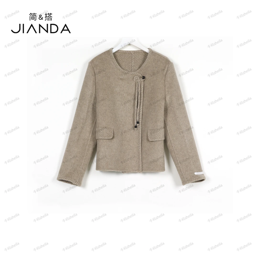 简&搭【千屿Sheila】国风盘扣绵羊毛小香大衣外套243-WT/0927-8019