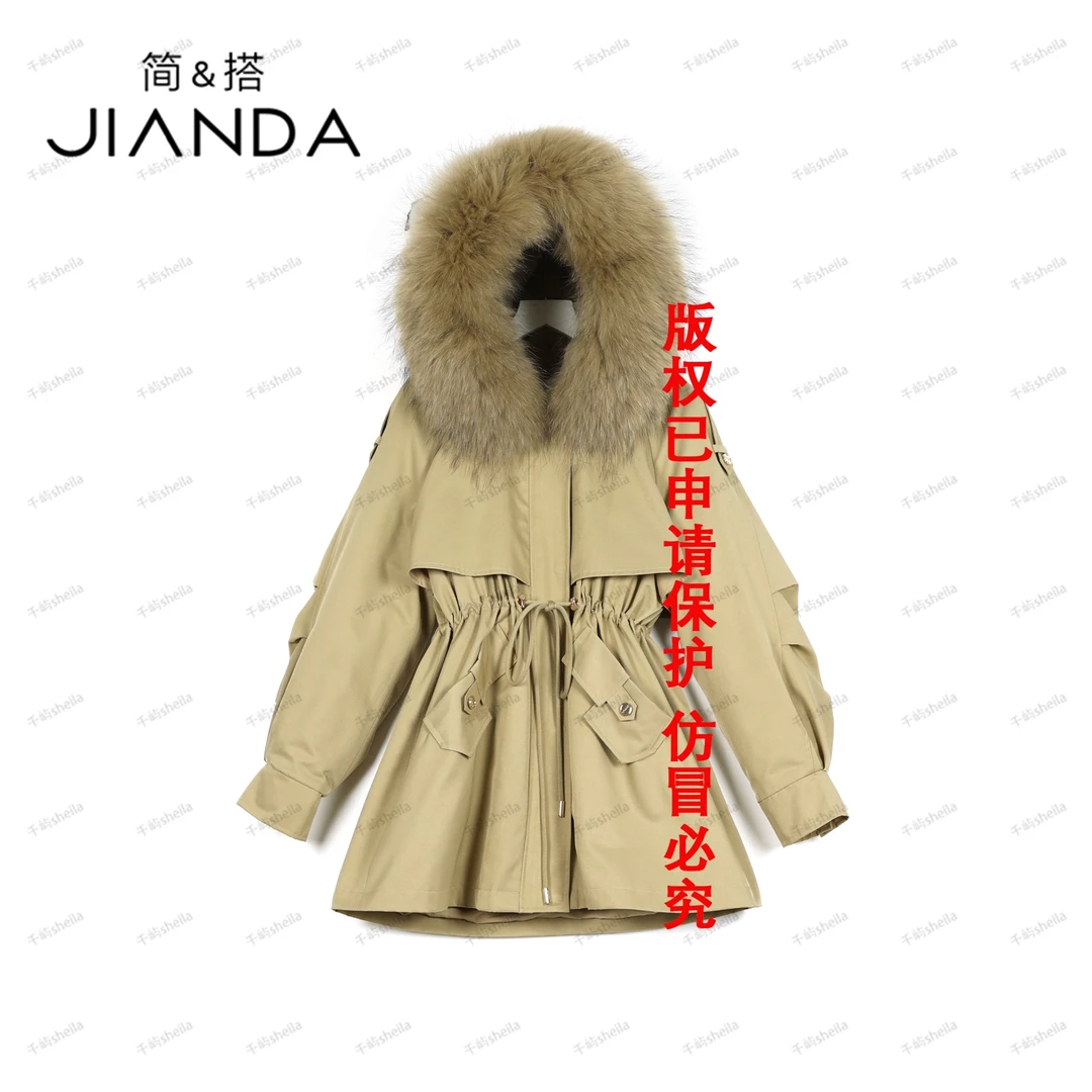 千屿Sheila冬季派克服爆款“锦绣山河”皮草外套女款1114-510261