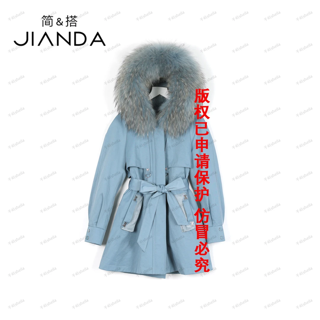 千屿Sheila热力感穿搭中长款月亮湾皮草PC/1016-530687