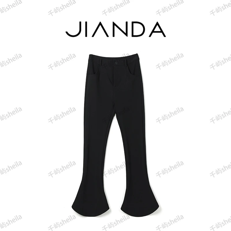 简&搭千屿Sheila一粒扣百搭显瘦喇叭马蹄裤233-KZ/0621-190803
