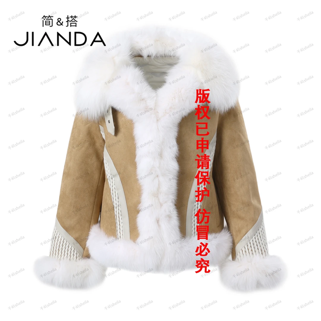 简&搭【千屿Sheila】小香风狐狸毛白鹅绒皮草234-YRF/1208-23888