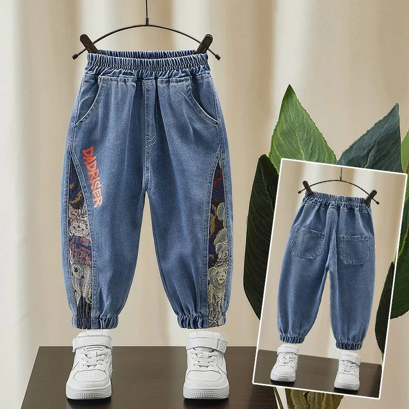 男童牛仔裤秋装2025新款痞帅宽松儿童秋季长裤男宝宝国潮风裤子