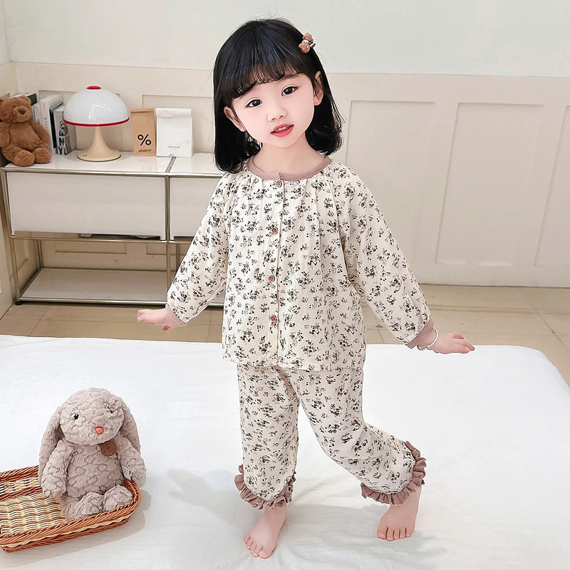 儿童春秋纯棉小孩睡衣套装宝宝秋季长袖女小童女童家居服秋款女宝