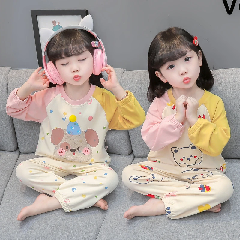 女童睡衣春秋季纯棉长袖加厚保暖新款儿童家居服套装秋冬宝宝女孩