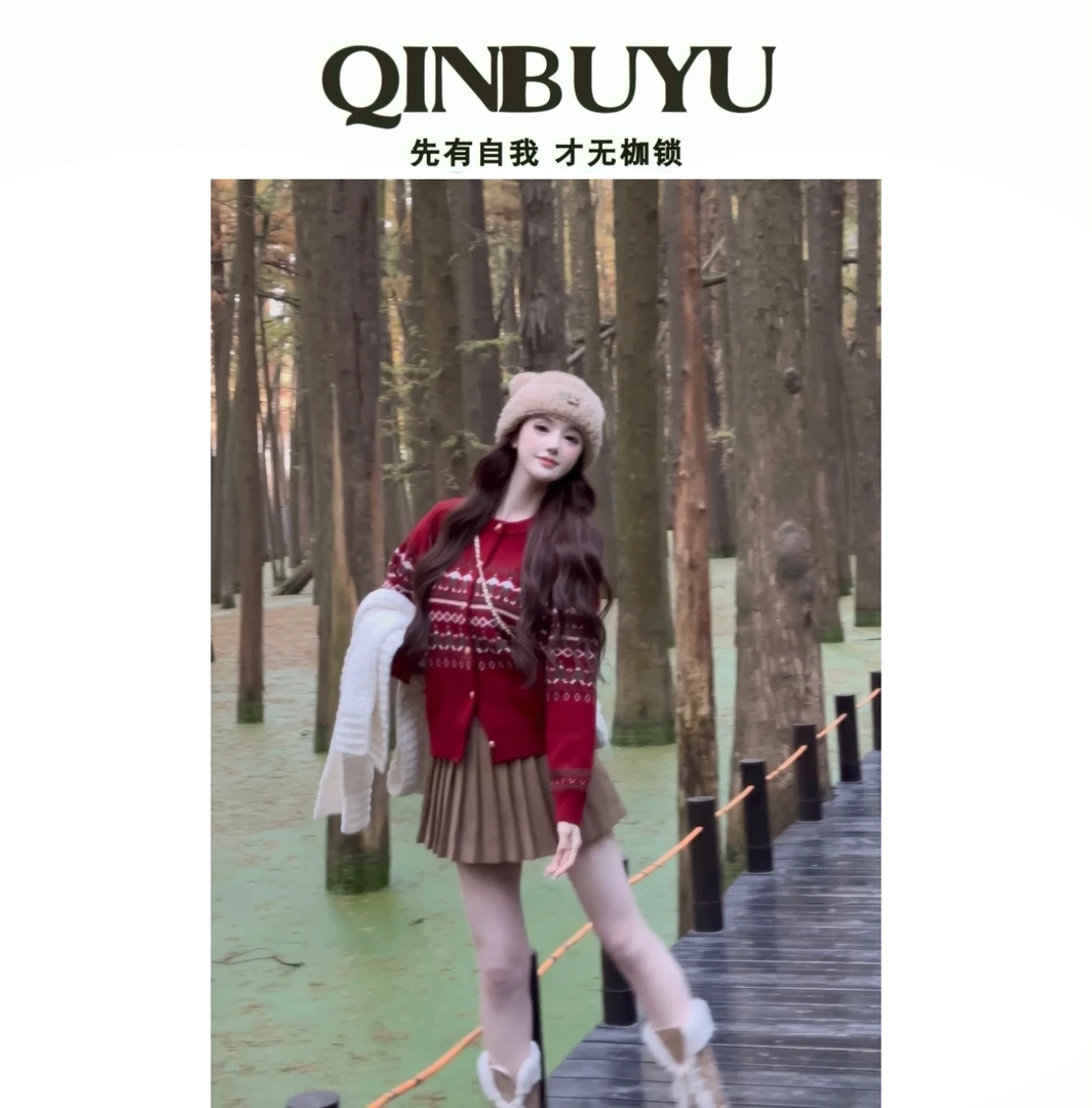 【秦不语专属】【圣诞限定】秋冬新款复古毛衣女宽松百搭上衣外套