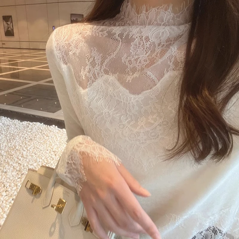 高级感内搭高领蕾丝打底衫女春秋2025新款洋气法式独特别致小上衣