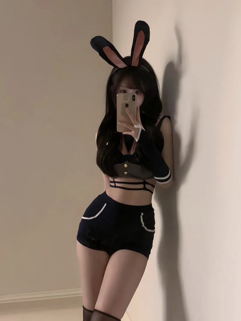 夏季无领短裙无袖短裤成人家居服性感少女无痕纯欲高腰服装黑色