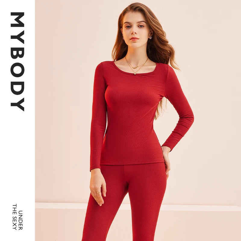 【商场同款】MYBODY新款秋冬女士保暖内衣薄款舒适秋衣秋裤打底套装