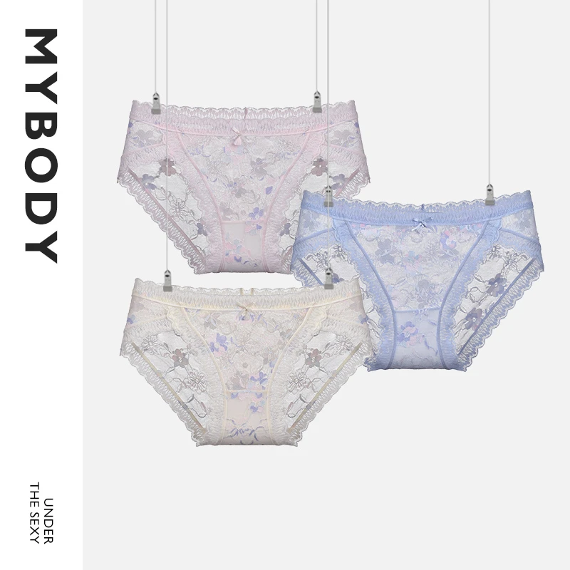 【商场同款】MYBODY内裤女士经典蕾丝性感中低腰三角裤短裤平角裤