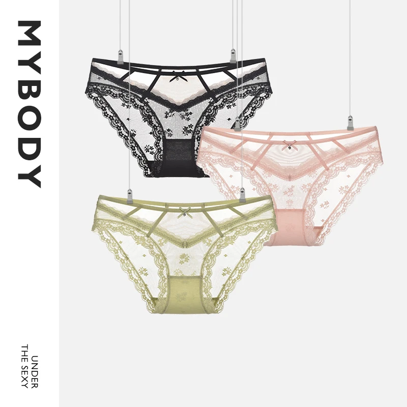 【商场同款】MYBODY性感蕾丝底裤防夹臀无痕网纱舒适透气三角内裤女