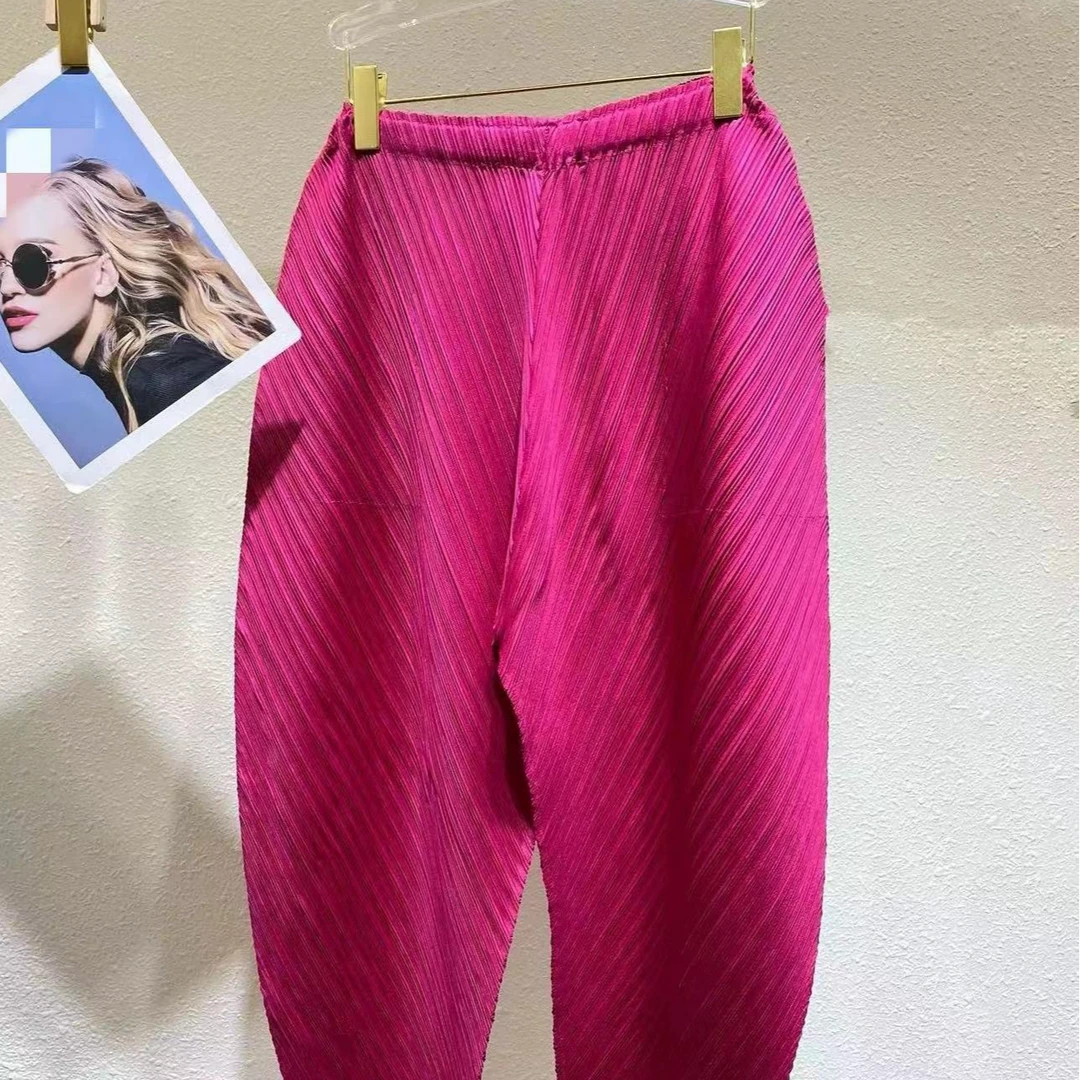 春夏新款褶皱剪刀裤休闲百搭时尚廓形异形裤阔腿长裤女士阔腿裤