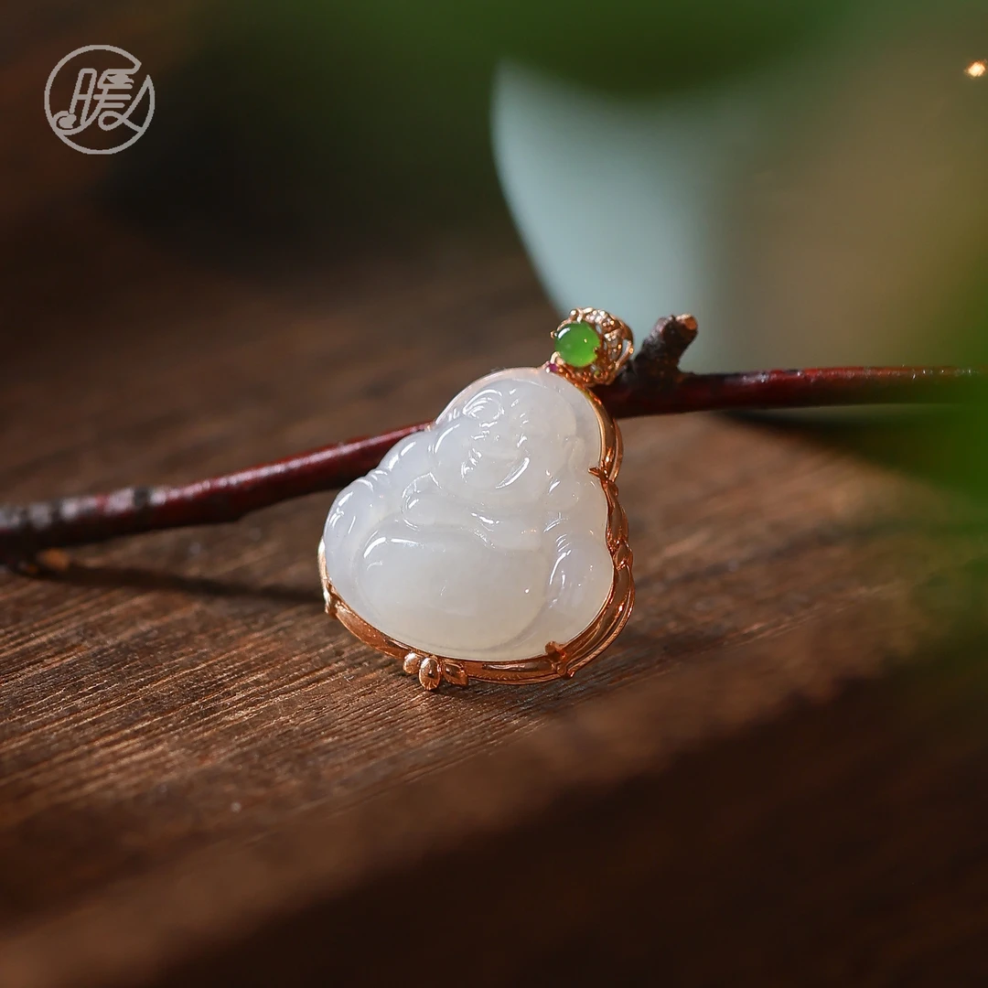 天然和田玉金镶佛公吊坠Z1856多样性发一