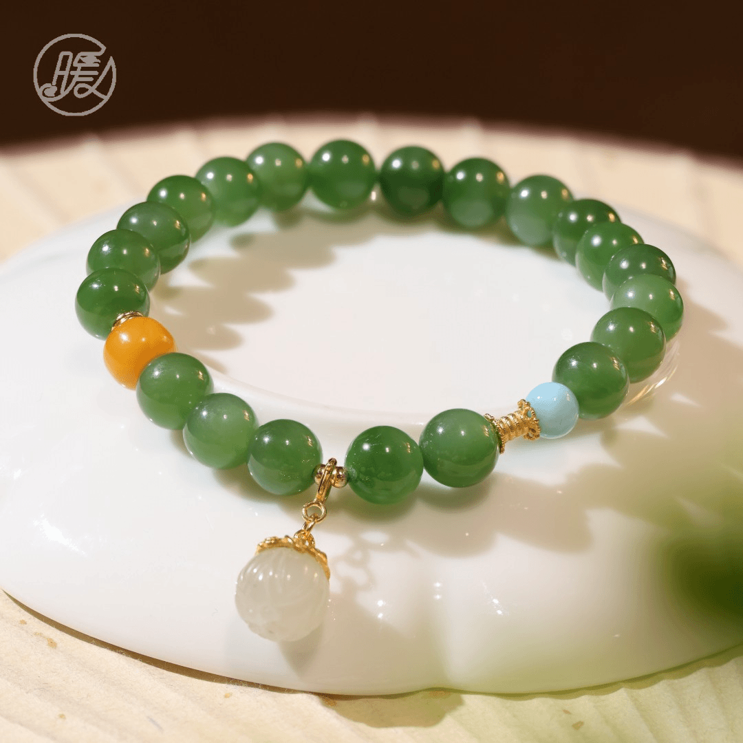 单圈和田玉手串8mm搭配小蛮腰手链A3270多样性发颜色微差