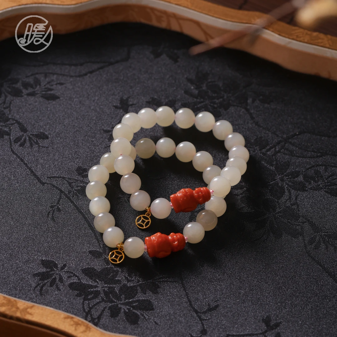 单圈和田玉手串10mm搭18k金钱币配件手链A5982多样性发一