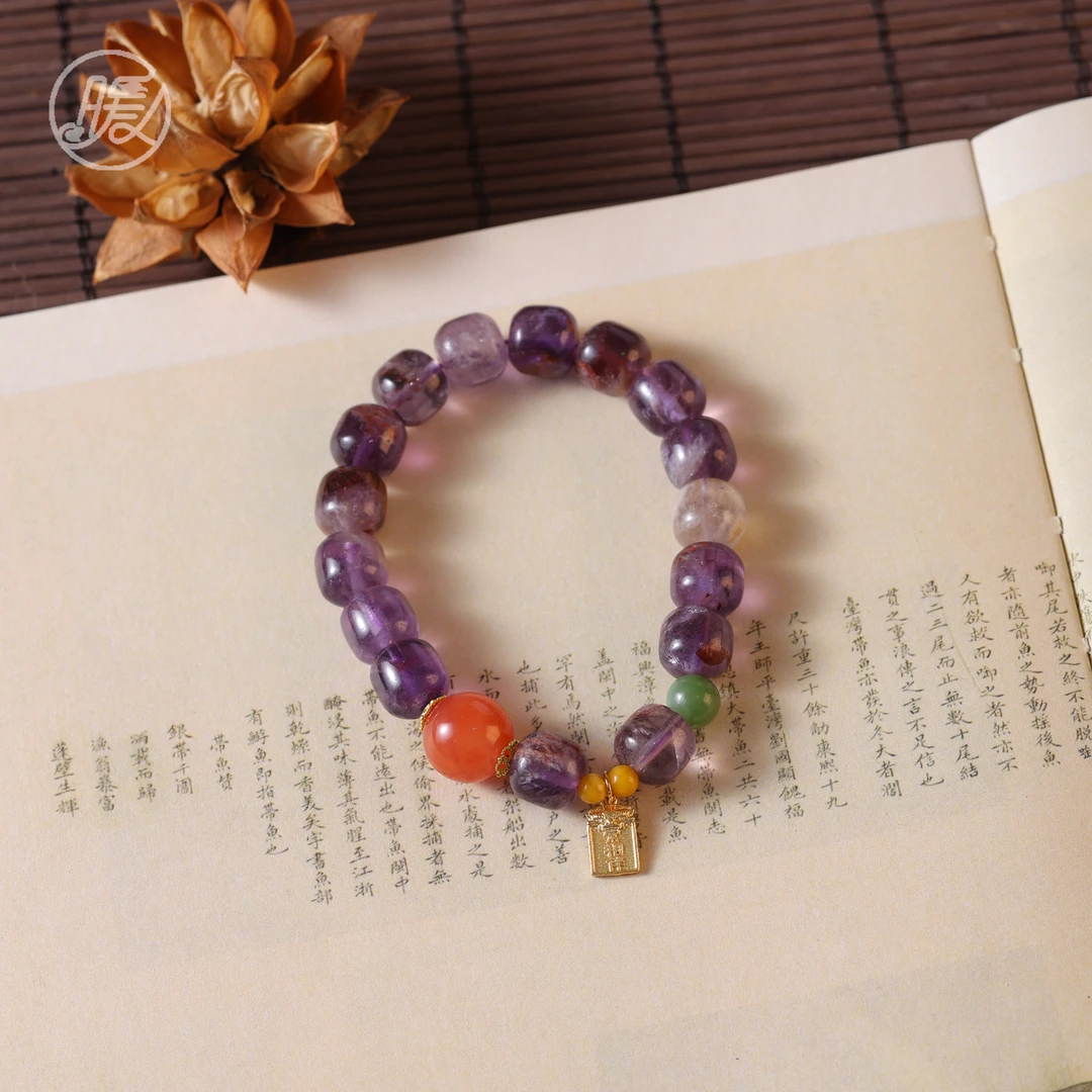 单圈老型珠幽灵水晶手串搭配牌子吊坠玛瑙路路通F4508多样性发一