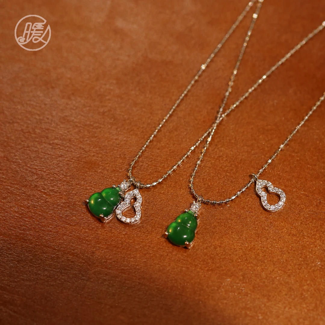 Nuanyan/暖言翡翠葫芦镶嵌可调节项链Z2951多样性发一