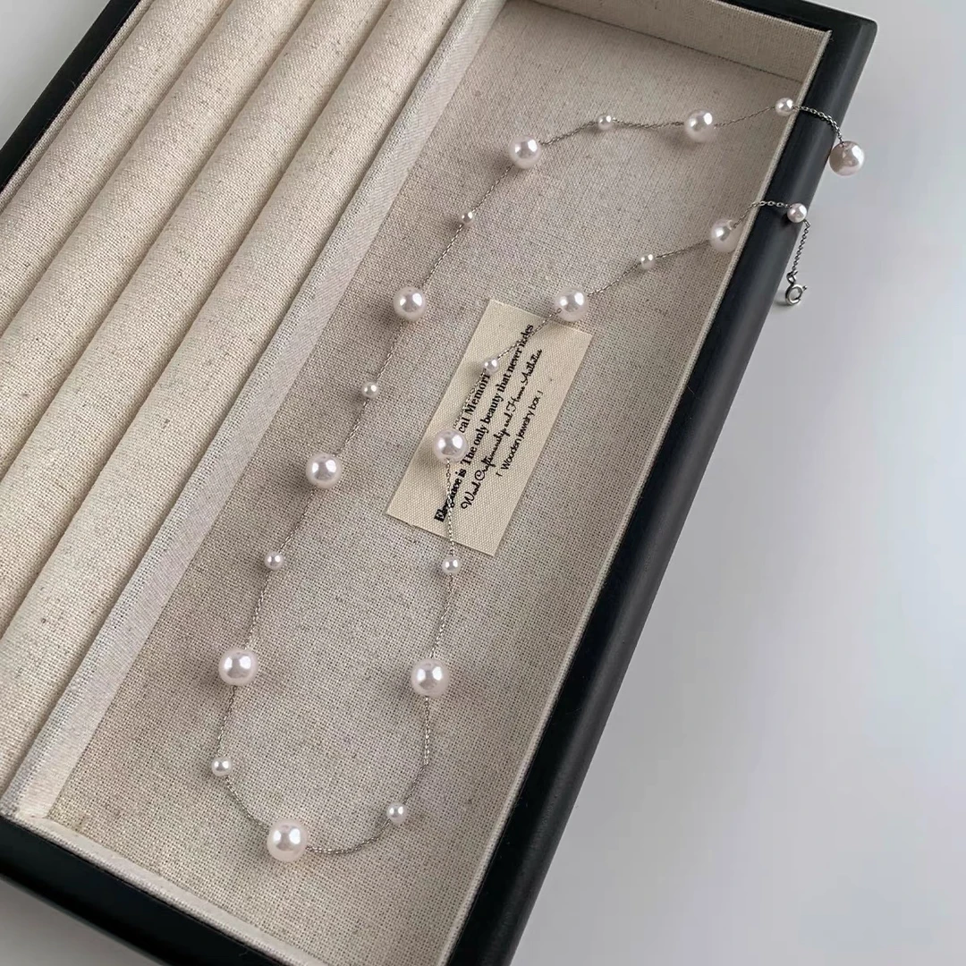 铜合金仿珍珠项链 满天星仿珍珠项链时尚百搭仙女简约素款气质