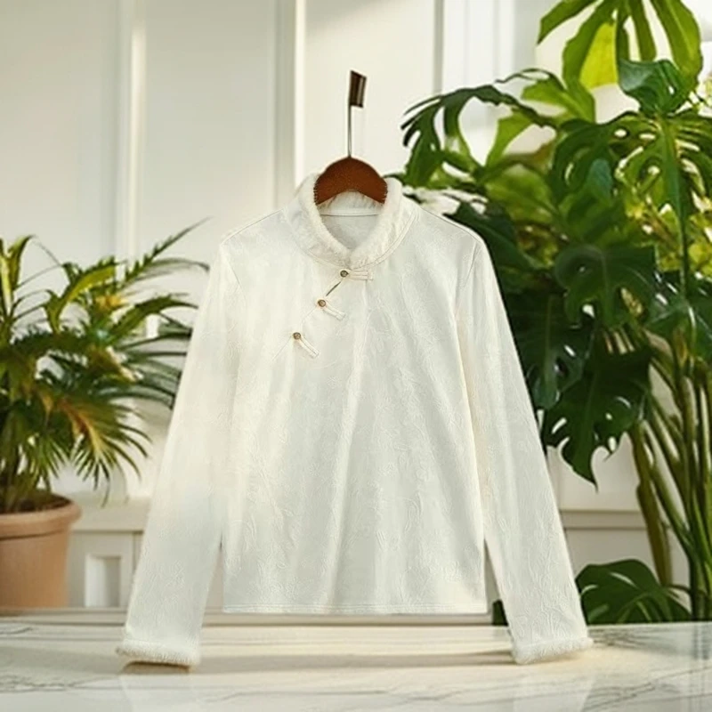 新中式国风轻打底衫复古斜襟女国风新中式女装